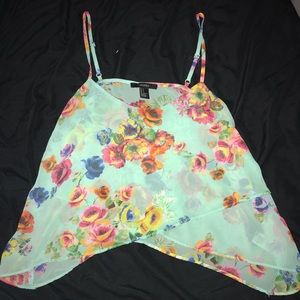 Turquoise floral crop top